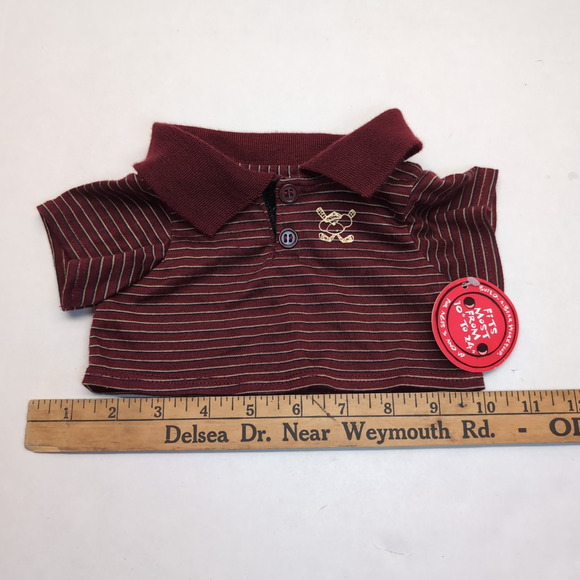 Build A Bear Golf 3 PC Outfit Khaki Shorts Polo Shirt And Hat - Picture 13 of 13